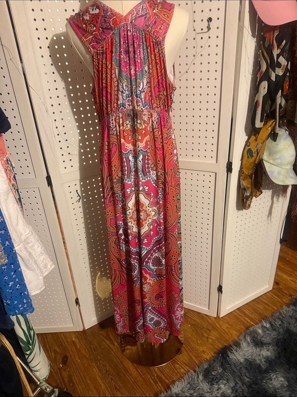 Style & Co. Pink Orange Paisley Maxi Dress with Brown Accent - Picture 5 of 5